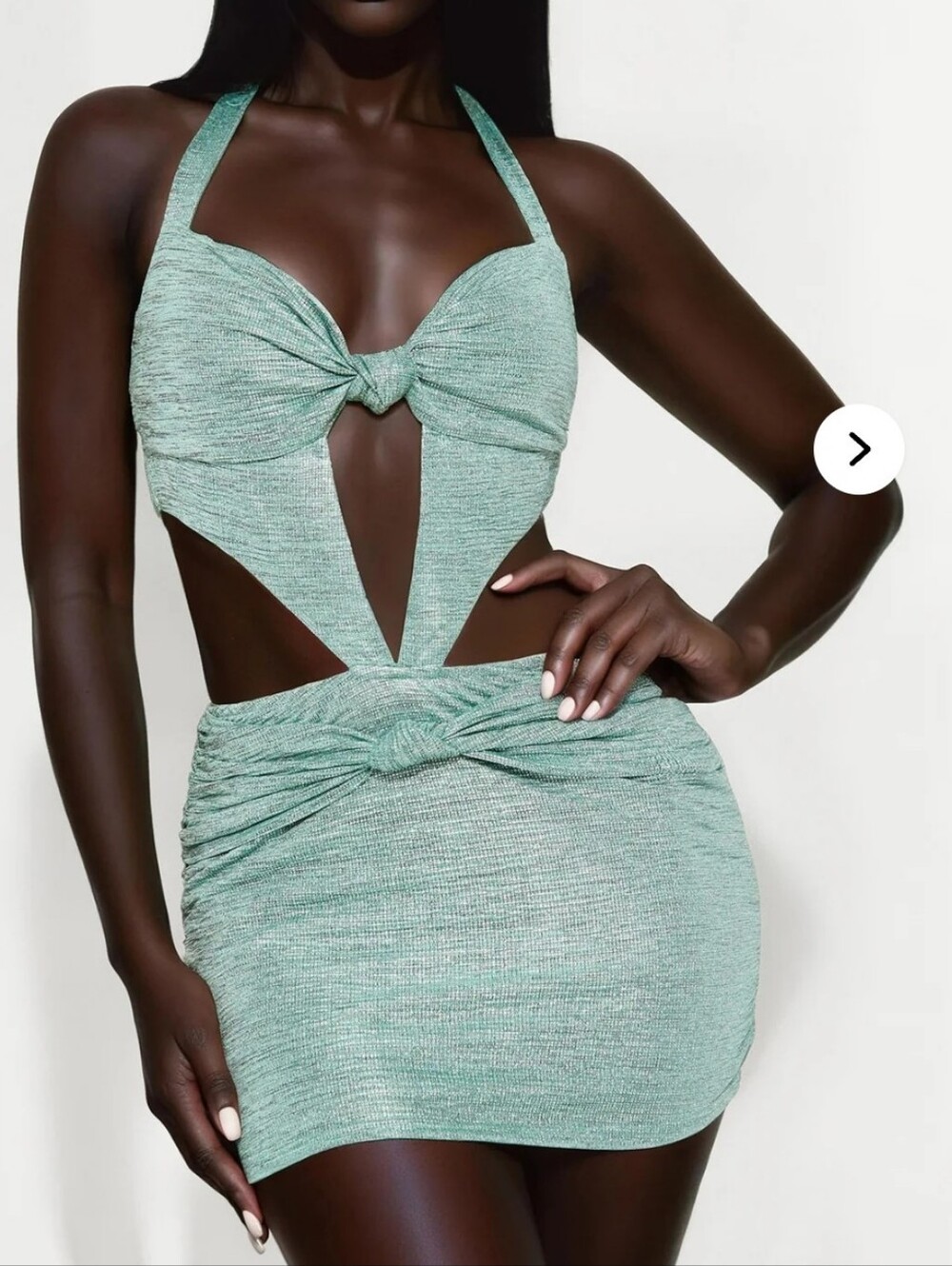 Fashion Nova Mint Knit Twist Cutout Halter Mini Dress